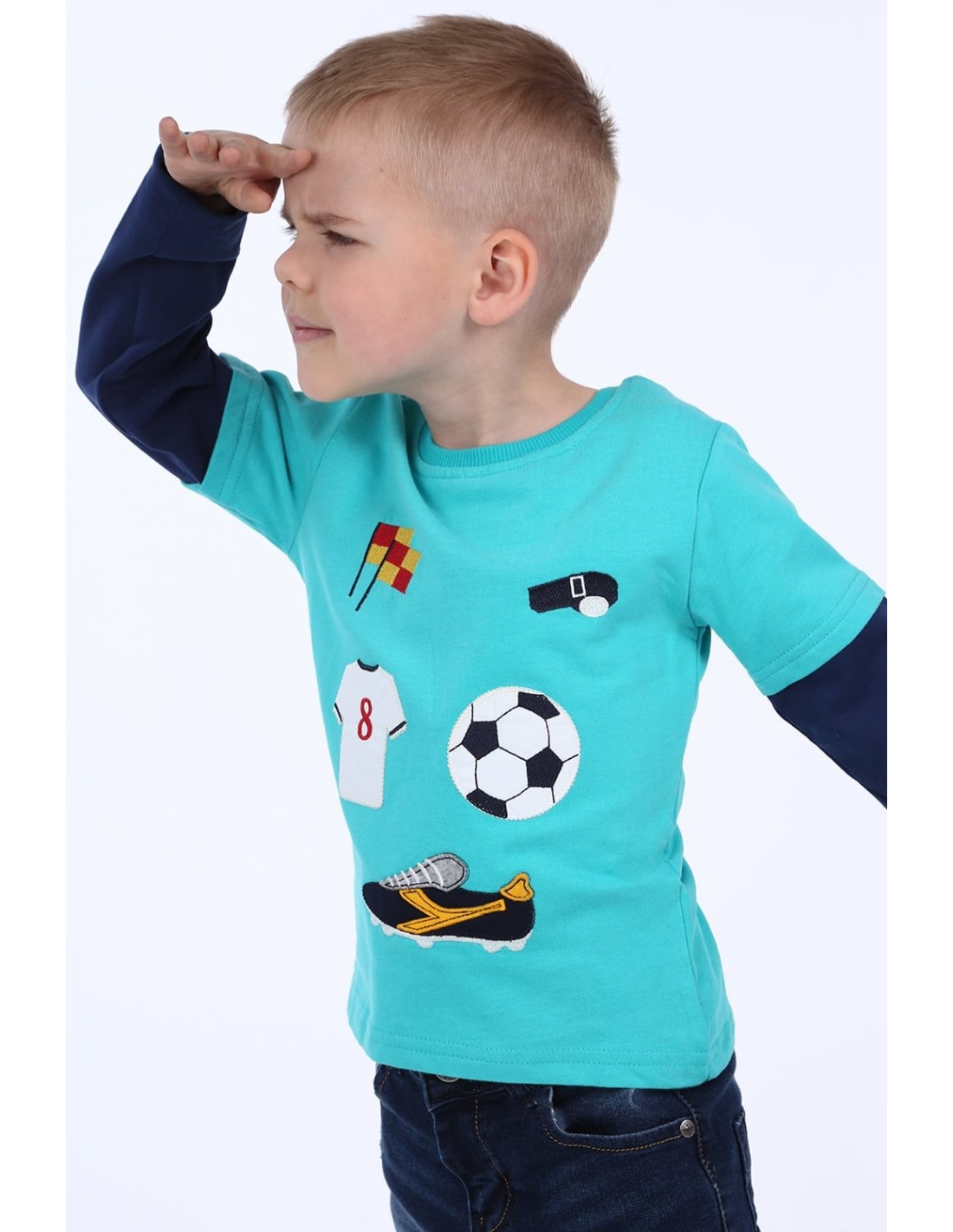 Bluza baiat cu motiv de fotbal nautic NDZ9092 - Magazin online - Boutique